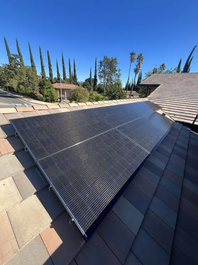 Solar modules on a blended concrete tile roof, Northridge