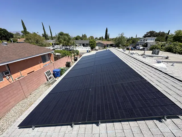 Finished rooftop solar panels on a Pacoima home