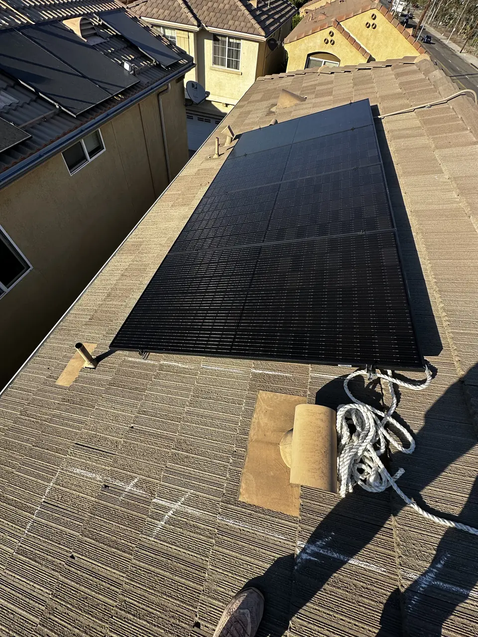 Finished rooftop solar panels on a Pacoima home