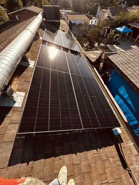solar panel array on a composition shingle roof in Pacoima, CA