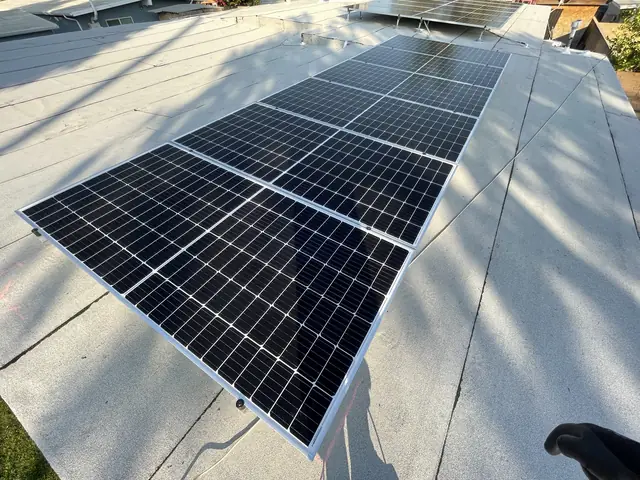 Finished rooftop solar panels on a Pacoima home