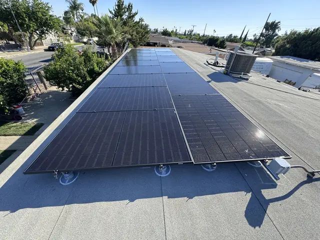 Finished rooftop solar panels on a Pacoima home