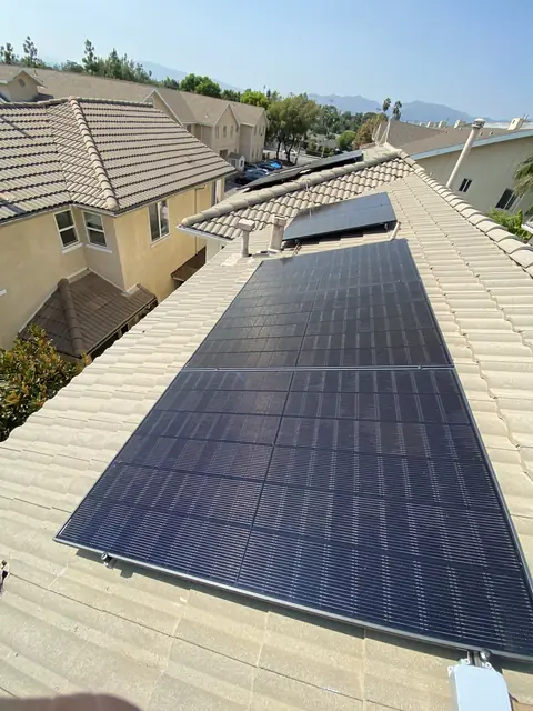 Finished rooftop solar panels on a Pacoima home