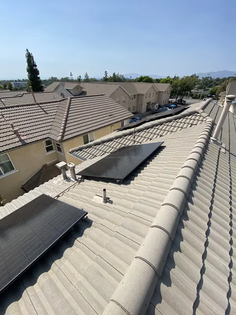 solar panel array on a tile roof in Pacoima, CA