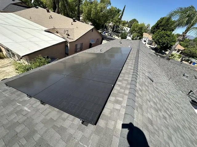 Finished rooftop solar panels on a Pacoima home