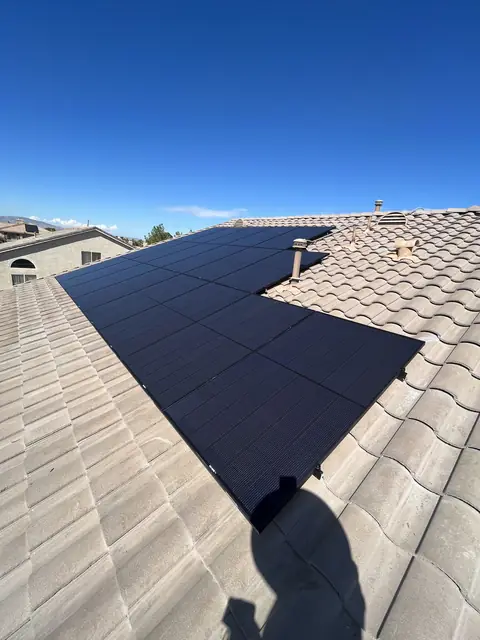 Finished rooftop solar panels on a Palmdale home