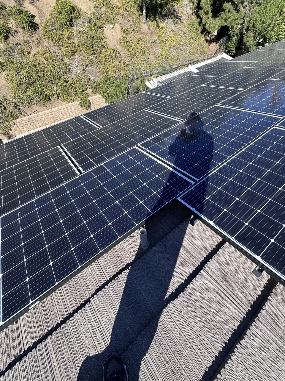 solar panel array on a composition shingle roof in Palmdale, CA