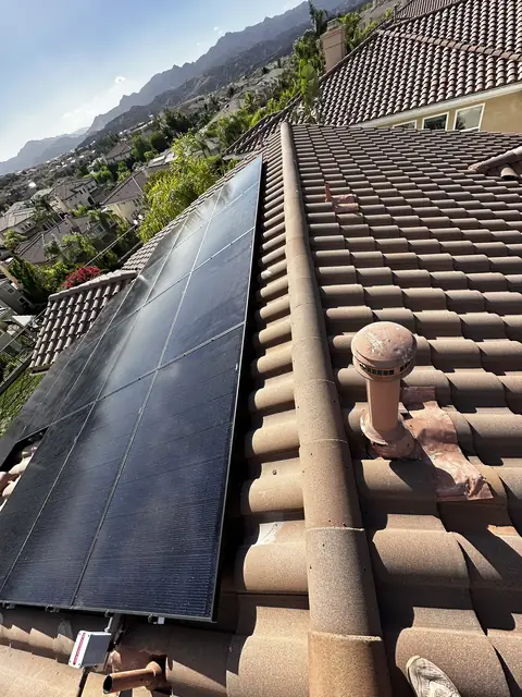 Finished rooftop solar panels on a Porter Ranch home