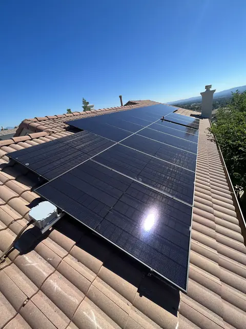 Finished rooftop solar panels on a Porter Ranch home