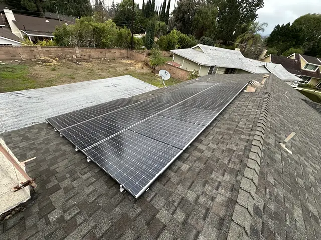 Solar array close-up in Porter Ranch, CA