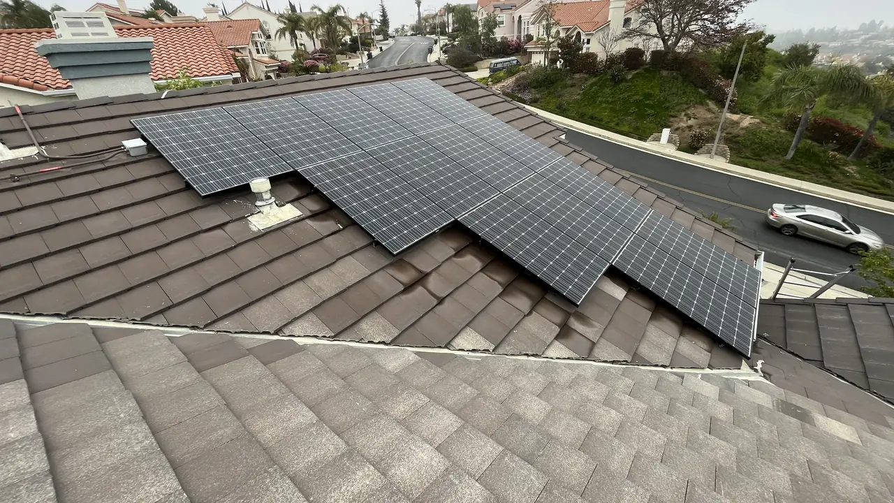 Solar array close-up in Porter Ranch, CA