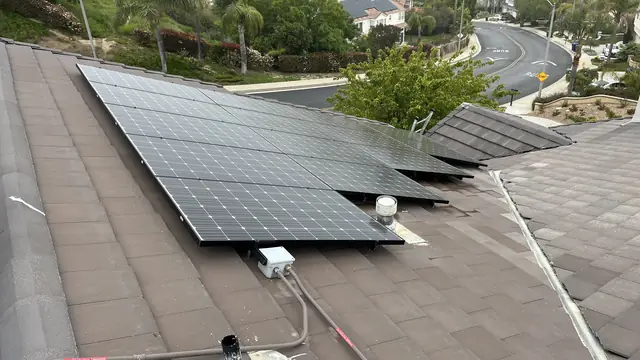 Finished rooftop solar panels on a Porter Ranch home