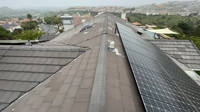 solar panel array on a rooftop in Porter Ranch, CA