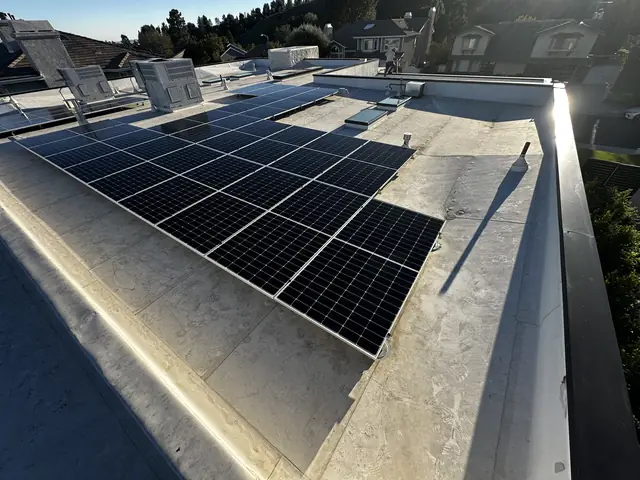 Finished rooftop solar panels on a Porter Ranch home