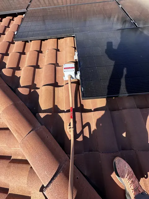 solar panel array on a tile roof in Porter Ranch, CA
