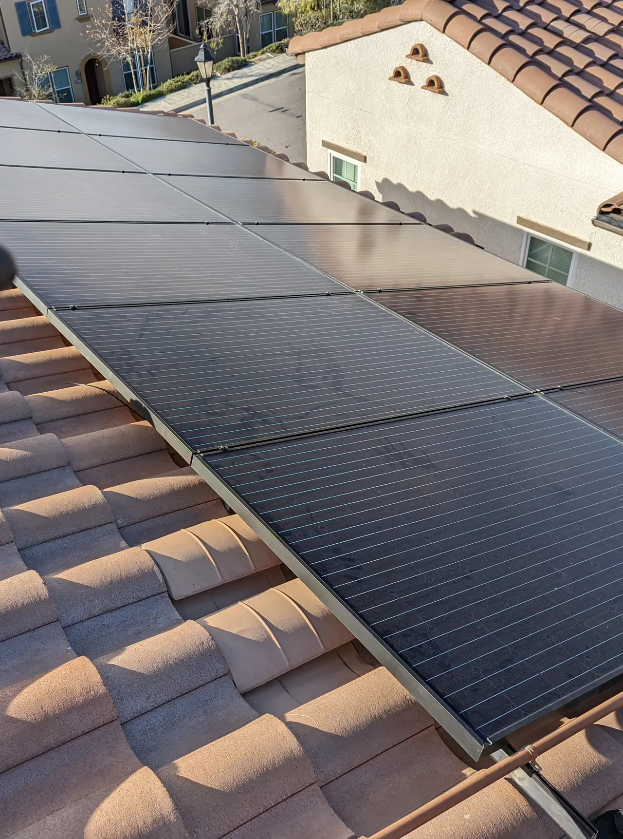 A microinverter and its connectors seen close up, Porter Ranch