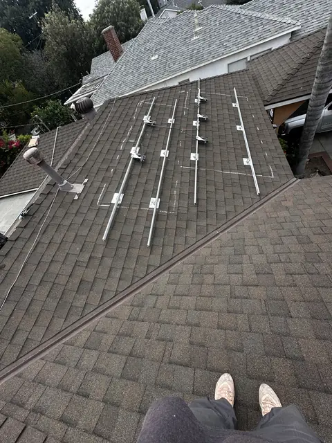 solar panel array on a composition shingle roof in Reseda, CA