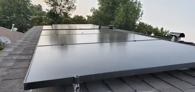 Finished rooftop solar panels on a Reseda home