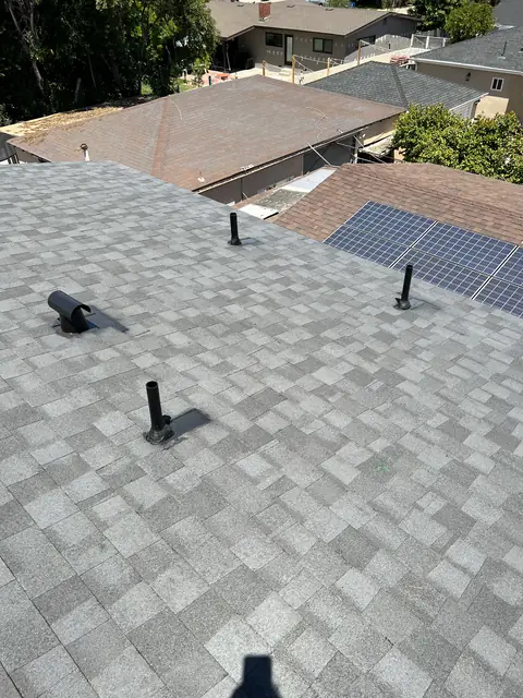 2.0 kW solar panel array on a composition shingle roof in Reseda, CA