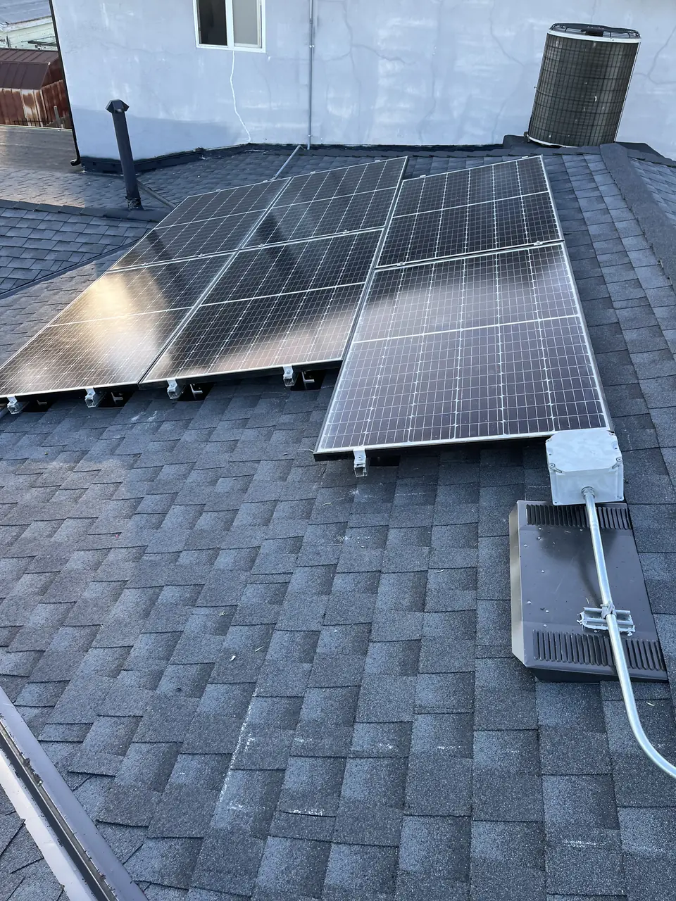solar panel array on a composition shingle roof in Reseda, CA