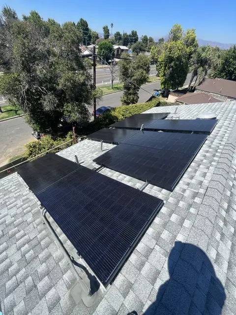 Finished rooftop solar panels on a Reseda home