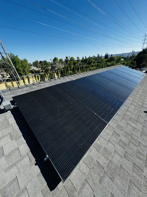 Finished rooftop solar panels on a Reseda home