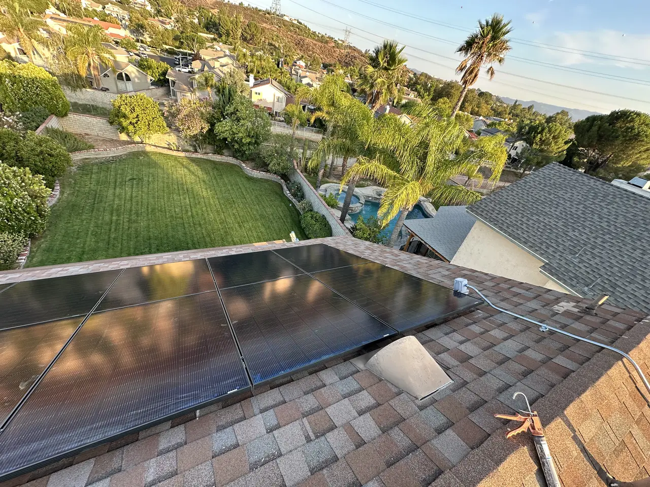 Finished rooftop solar panels on a Santa Clarita home