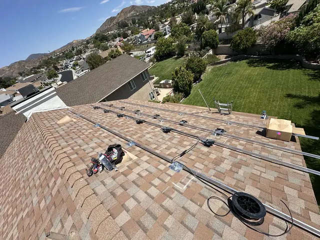 solar panel array on a composition shingle roof in Santa Clarita, CA