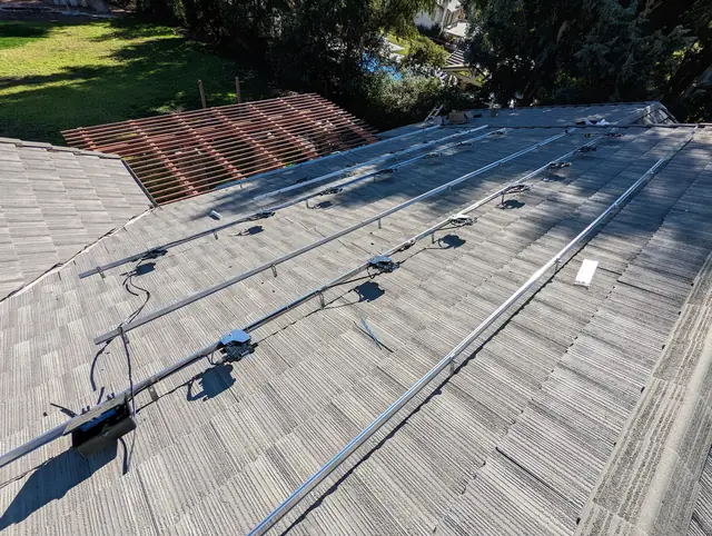 solar panel array on a composition shingle roof in Santa Clarita, CA