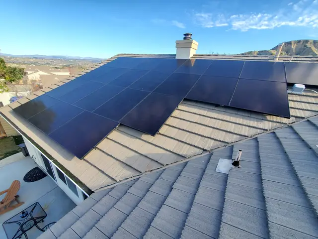 Solar panel mounting detail on a tile roof in Santa Clarita, CA