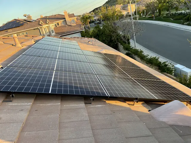 solar panel array on a tile roof in Santa Clarita, CA