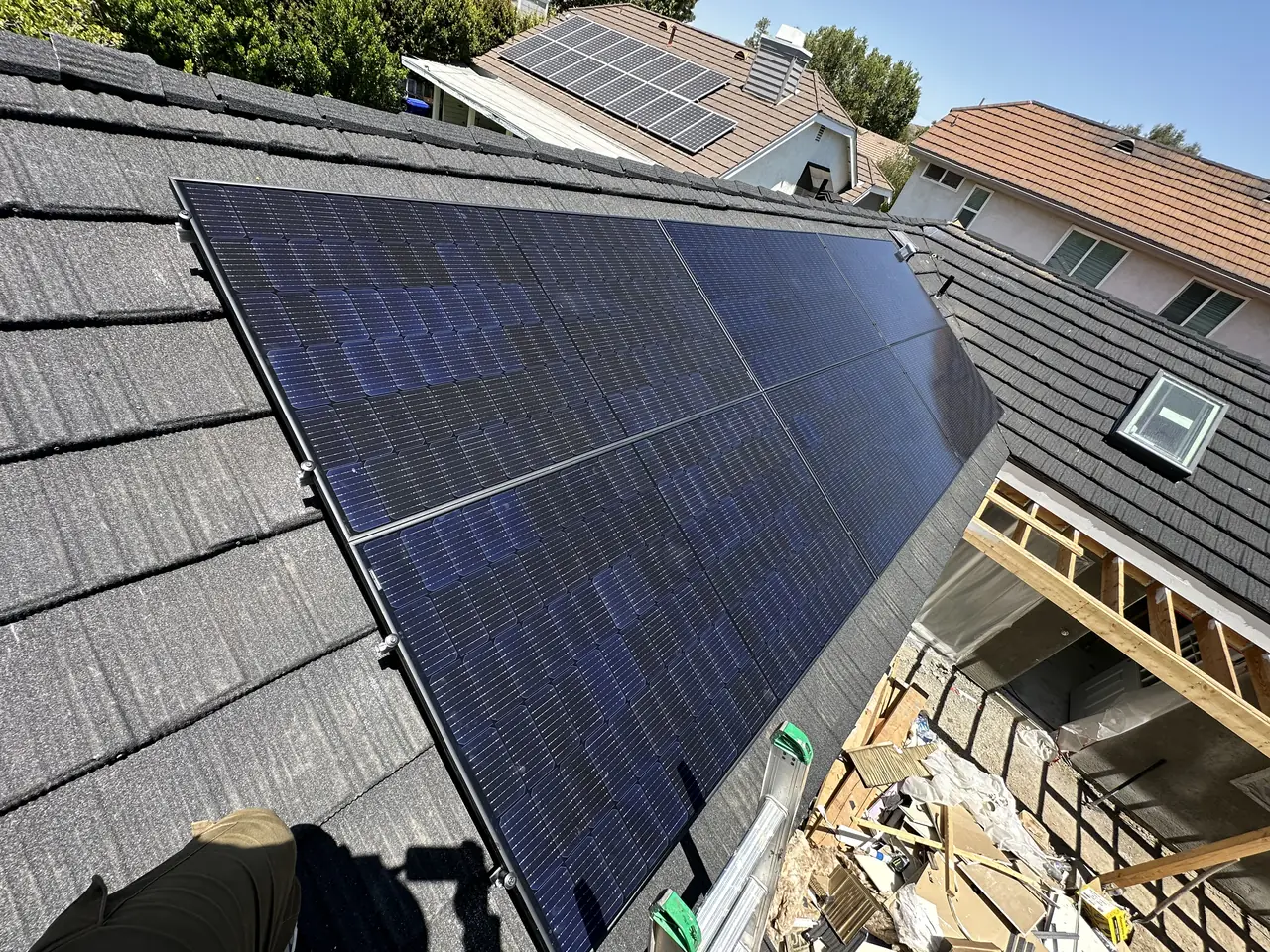 Finished rooftop solar panels on a Santa Clarita home