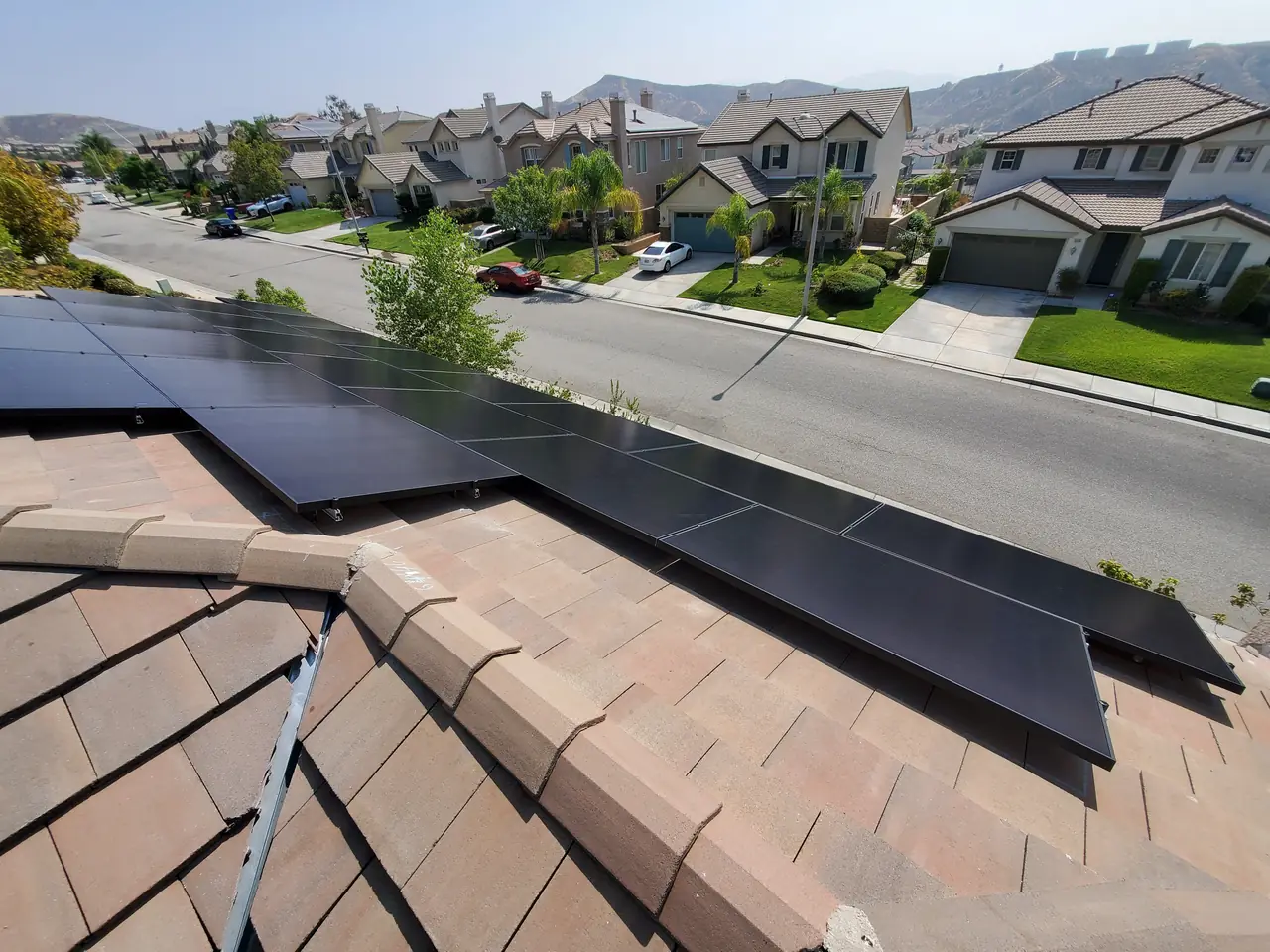 Solar array close-up in Santa Clarita, CA