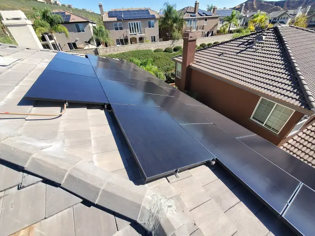 solar panel array on a tile roof in Santa Clarita, CA