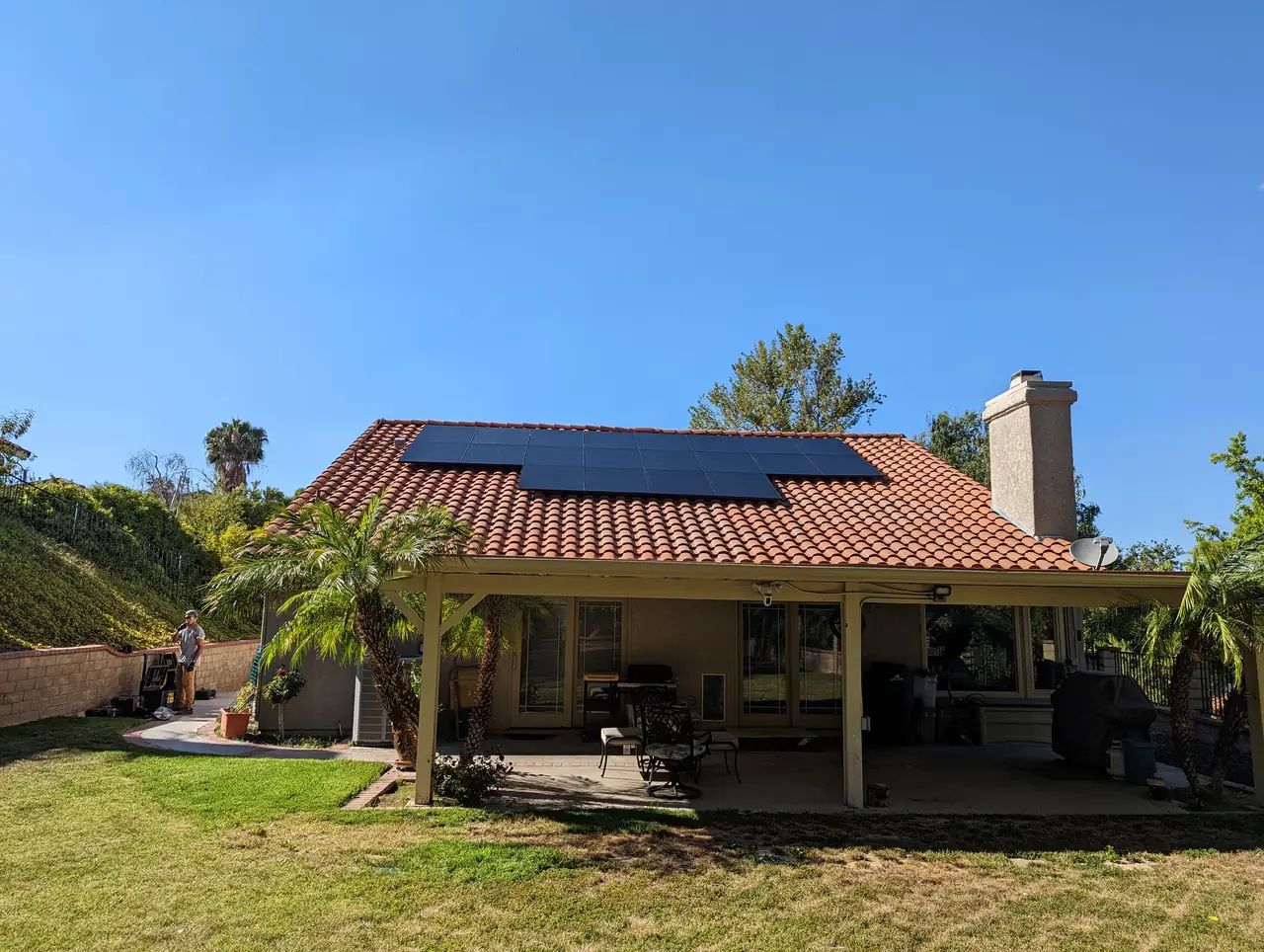 solar panel array on a tile roof in Santa Clarita, CA