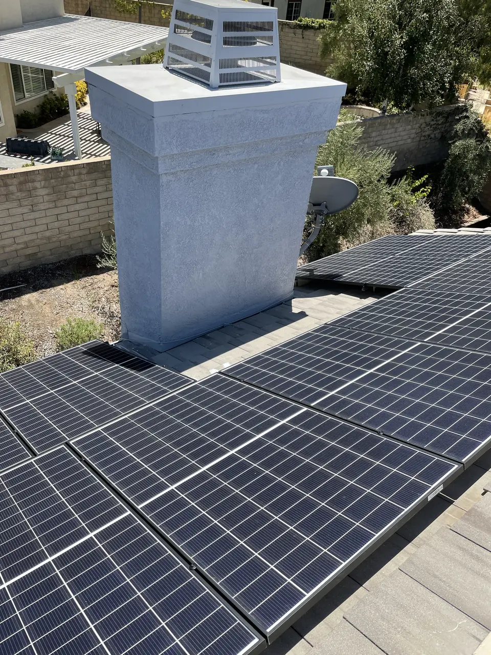 solar panel array on a composition shingle roof in Santa Clarita, CA