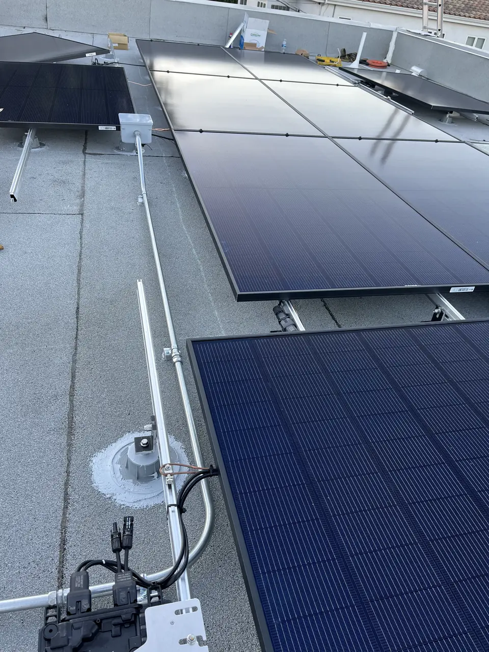 Solar array on a flat roof in Sherman Oaks