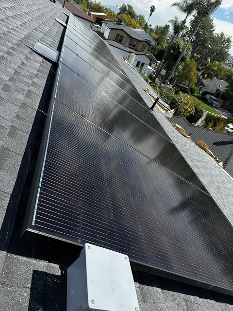 Finished rooftop solar panels on a Sherman Oaks home