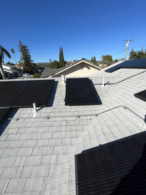 solar panel array on a composition shingle roof in Simi Valley, CA