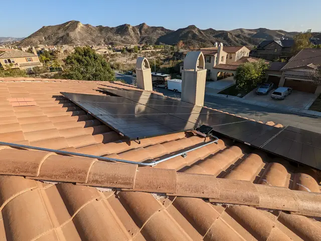 Finished rooftop solar panels on a Simi Valley home