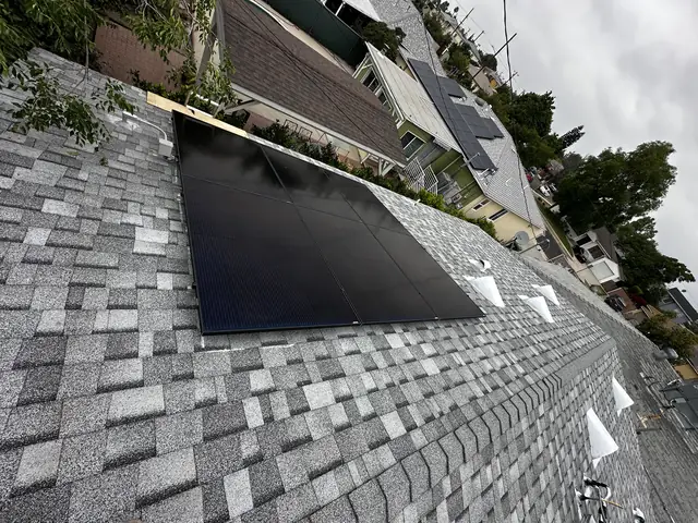 Finished rooftop solar panels on a Sun Valley home