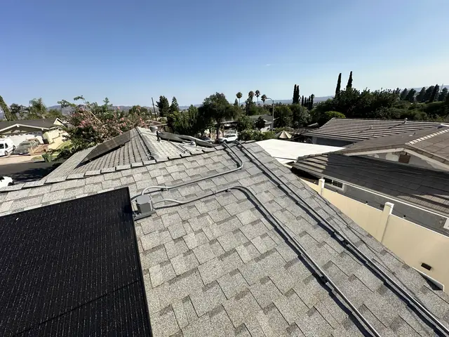 Finished rooftop solar panels on a Sylmar home