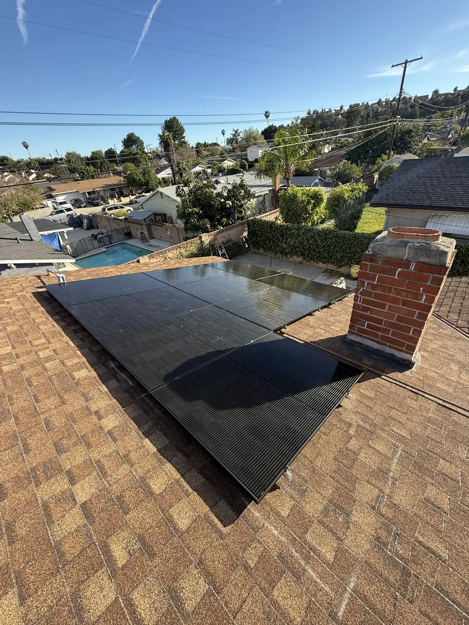 Finished rooftop solar panels on a Sylmar home
