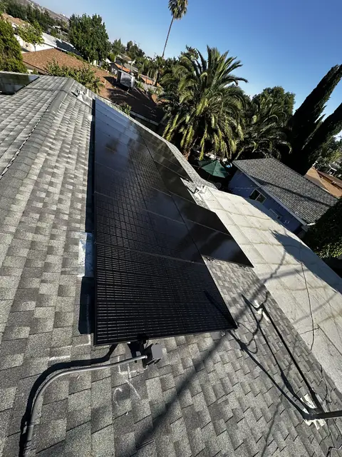 solar panel array on a rooftop in Sylmar, CA