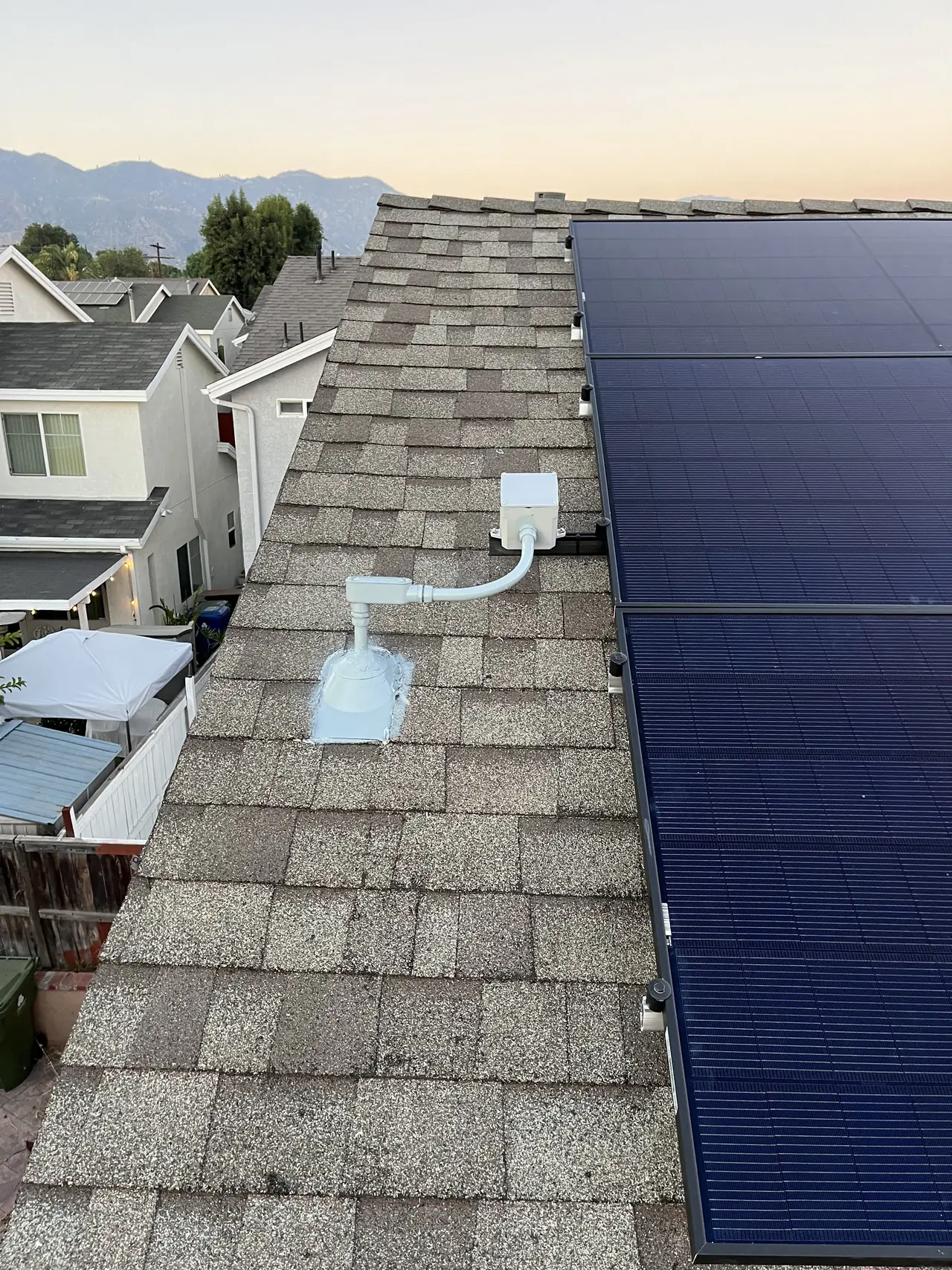 Fifteen percent of the roof. Eighteen inches from the ridge