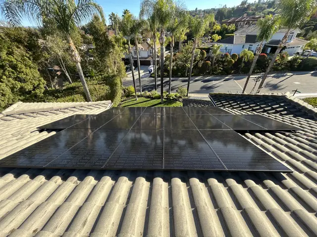 Finished rooftop solar panels on a Tarzana home