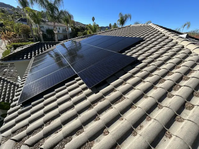solar panel array on a tile roof in Tarzana, CA