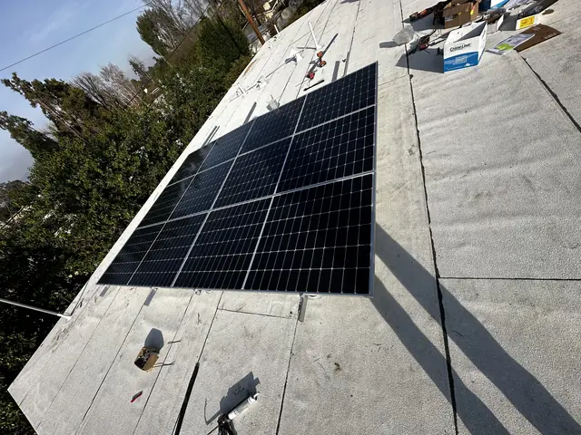 Finished rooftop solar panels on a Tarzana home