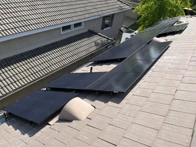 Finished rooftop solar panels on a Thousand Oaks home