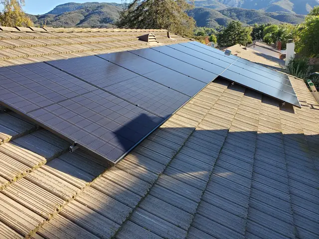 solar panel array on a tile roof in Thousand Oaks, CA